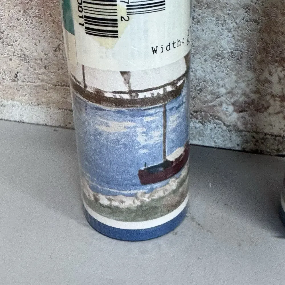 Vintage Ocean Sea Sailing Lighthouse Border Wallpaper Encore‎ Canada 10yards
